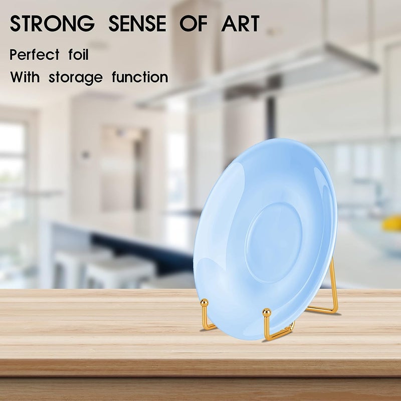 Decolore 6 inch 3 Pack Gold Metal Display Stands Plate Stands Plate Holder Display Stands for Picture, Decorative Plate, Book, Photo Easel, Artistic Work - Image 5